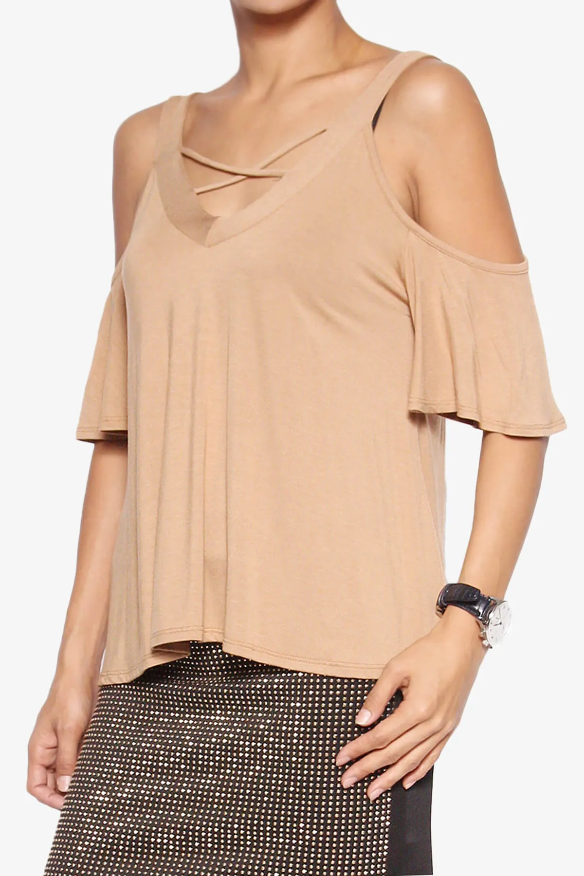 Damaris Cold Shoulder Jersey Top