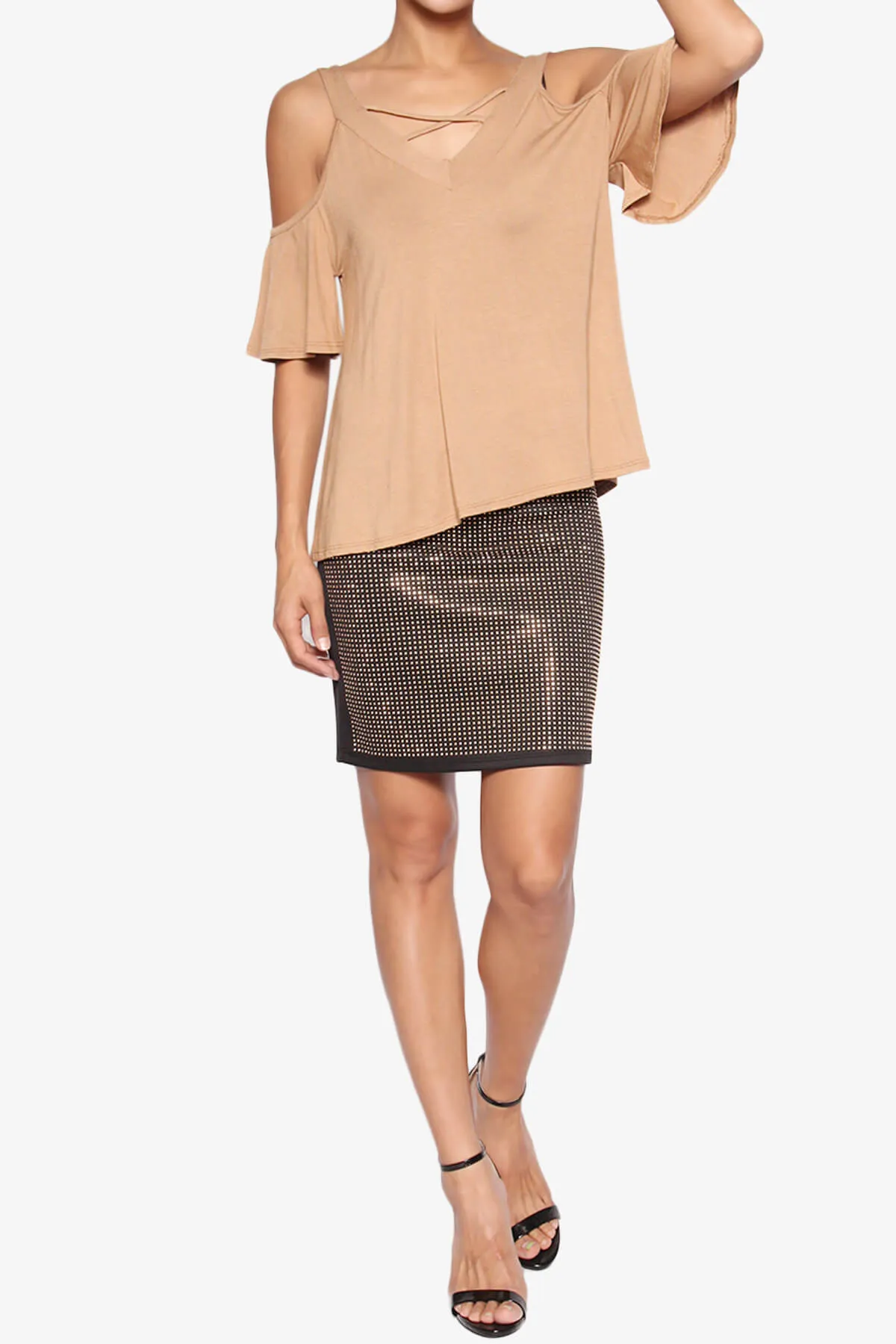 Damaris Cold Shoulder Jersey Top