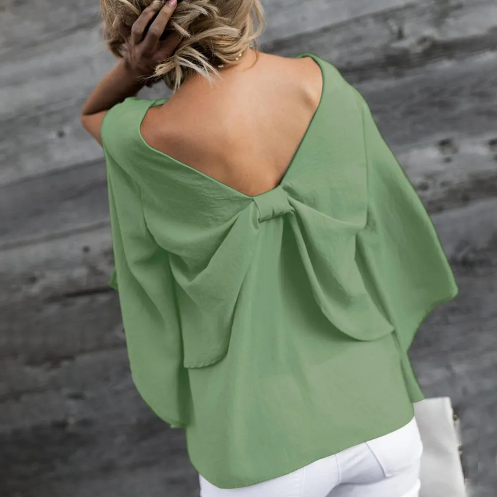 Damen graziöses Schleife T- Shirt
