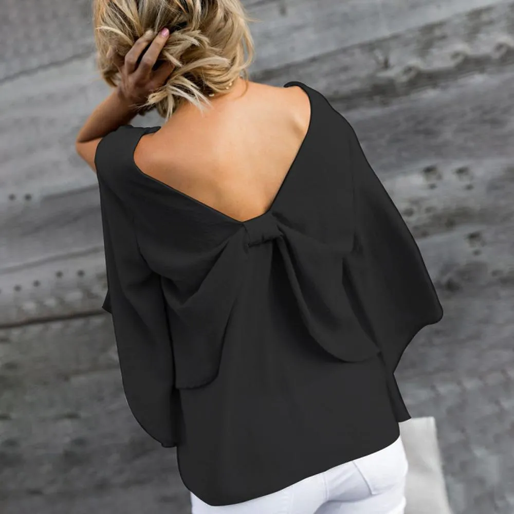 Damen graziöses Schleife T- Shirt