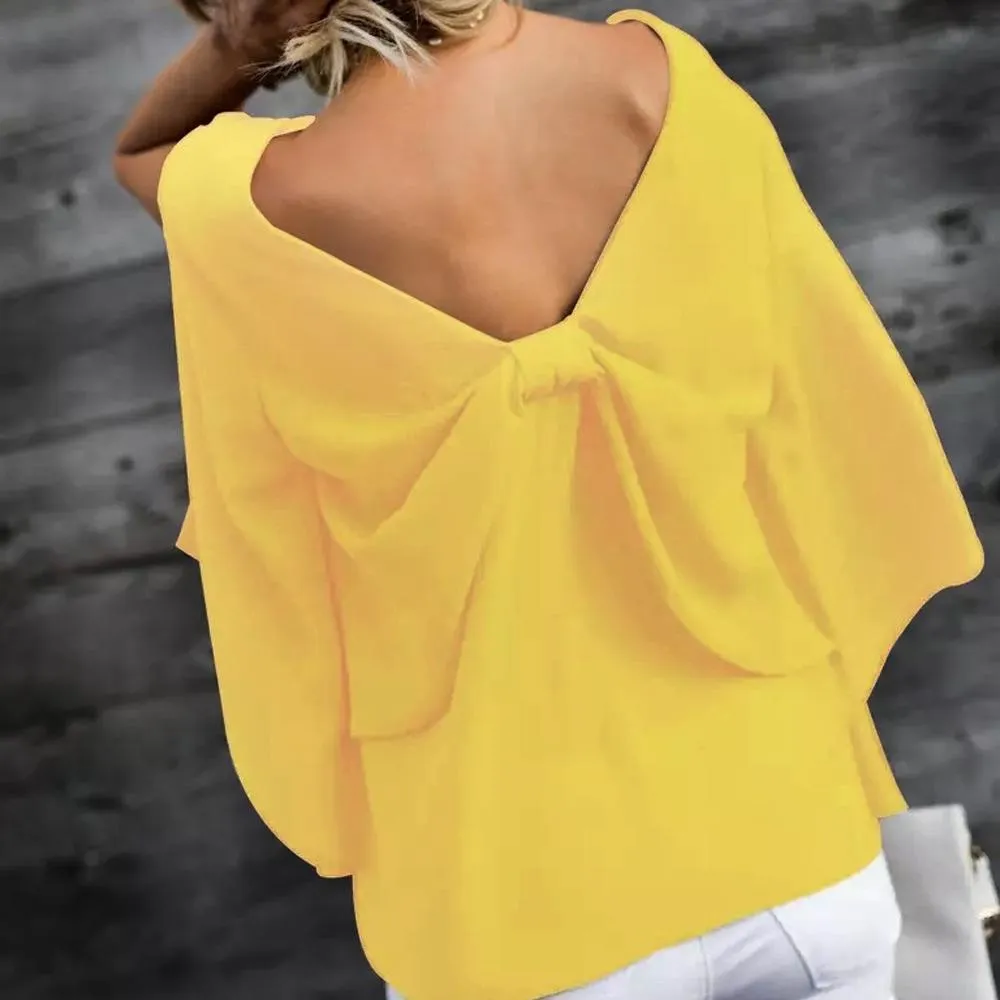 Damen graziöses Schleife T- Shirt