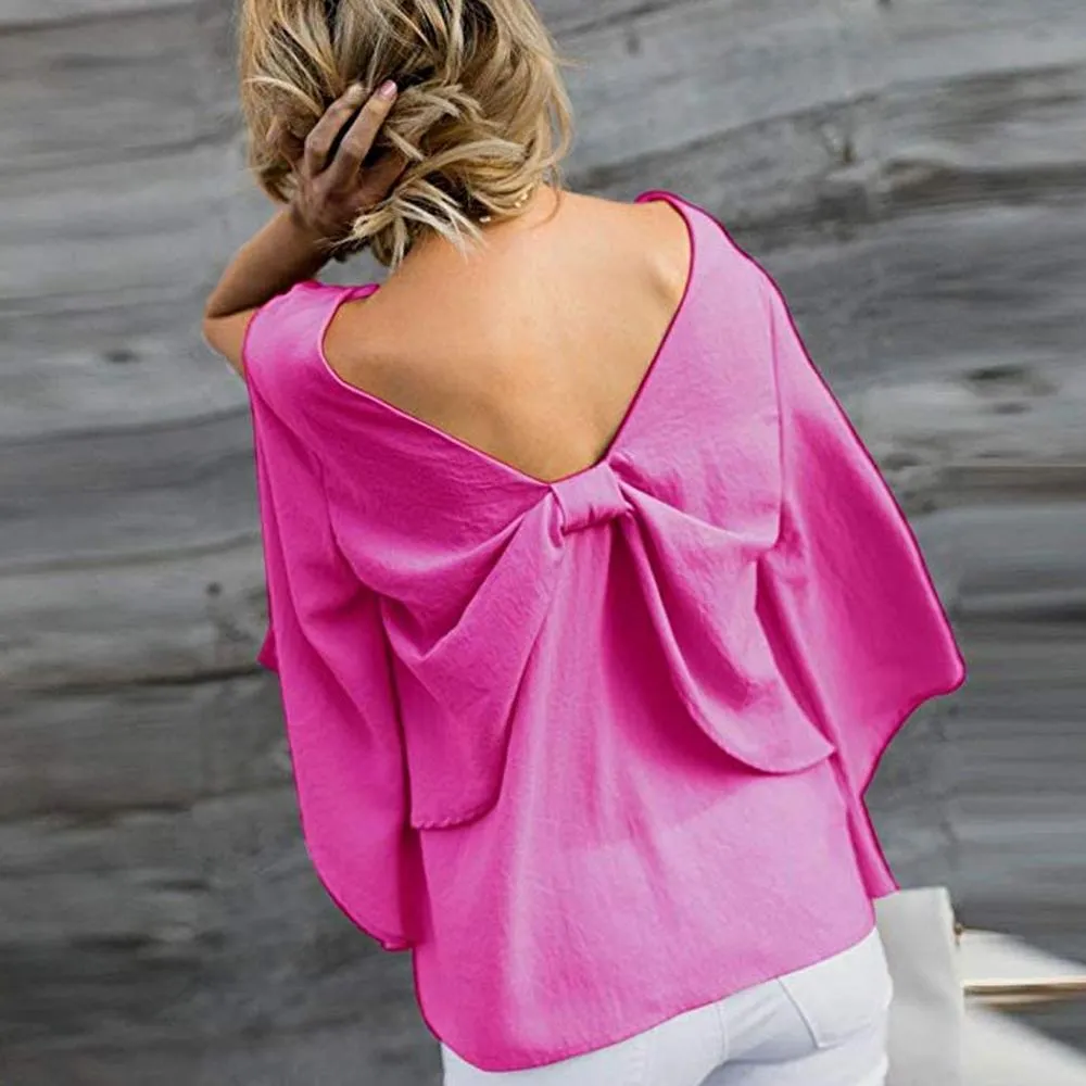 Damen graziöses Schleife T- Shirt