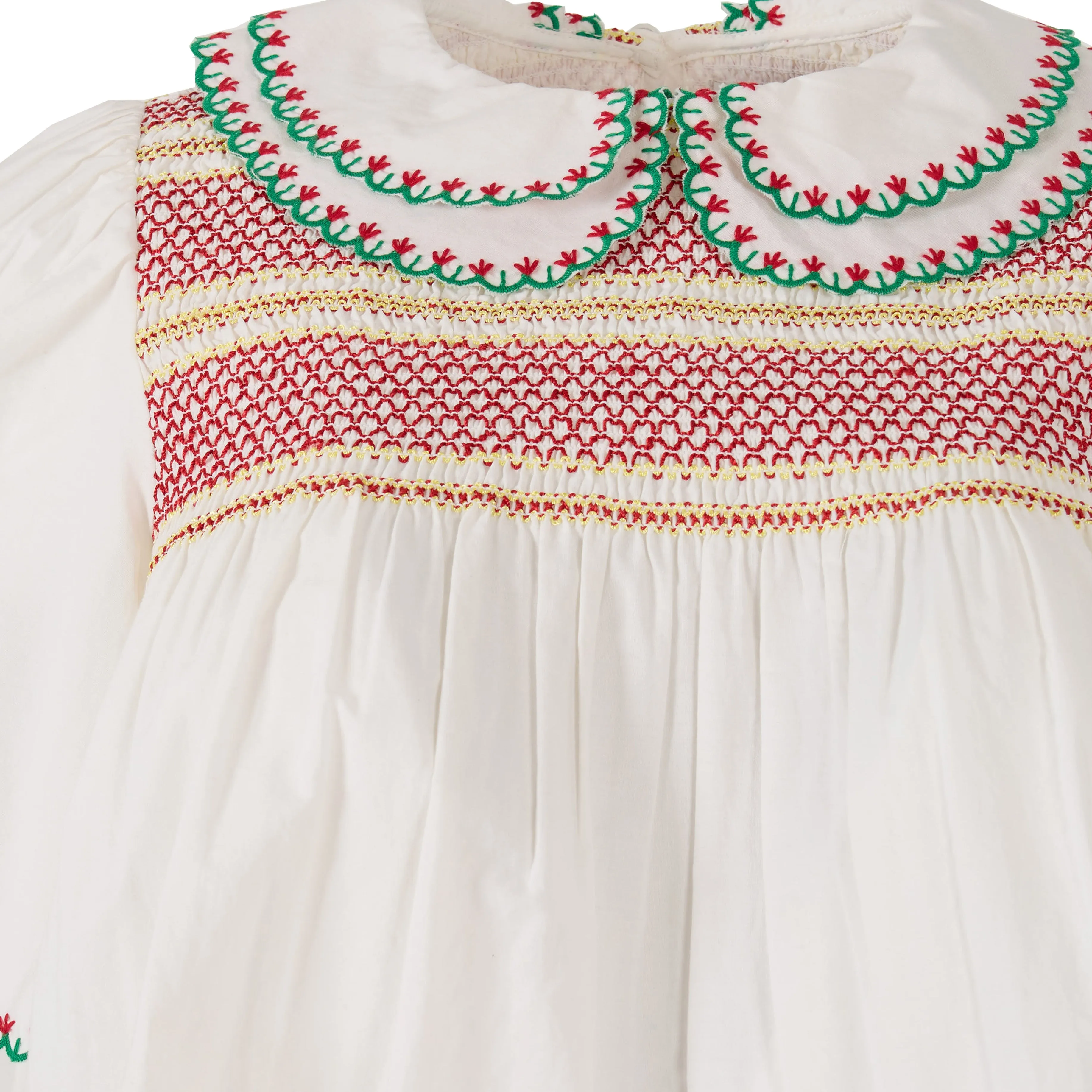 Damson Madder Andy Blouse White / Red Embrodiery