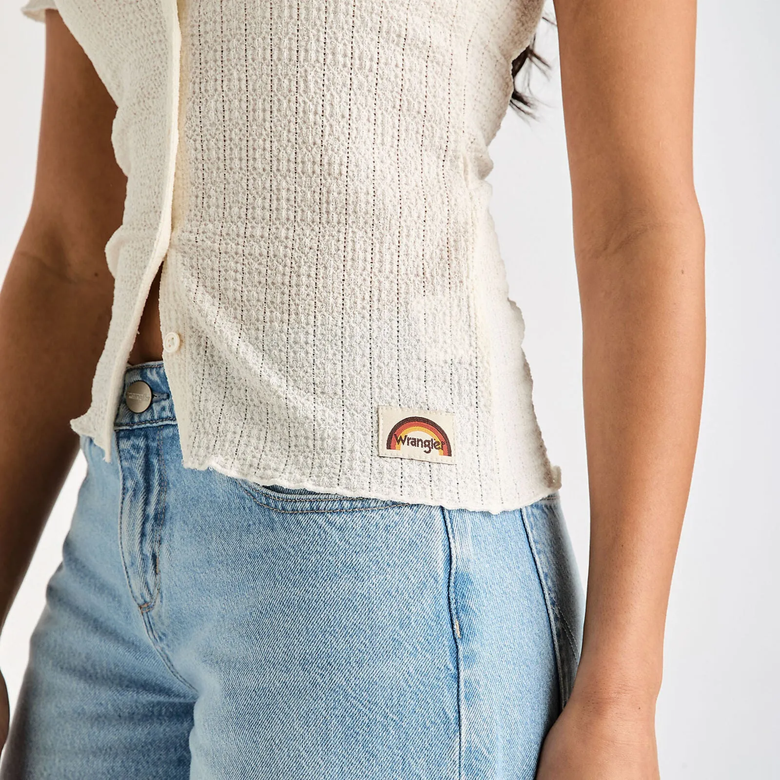 Daria Button Tee | Vintage White
