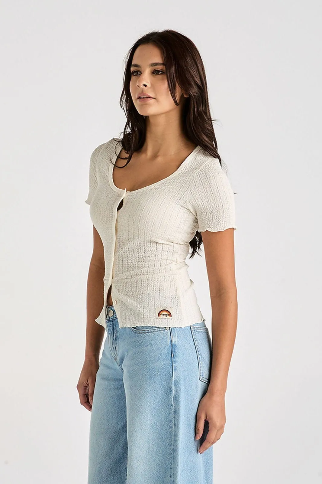 Daria Button Tee | Vintage White