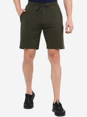 Dark Green Solid Regular Fit Shorts | JadeBlue