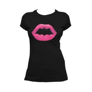 DC Comics Batgirl Logo Lips Official Women's T-shirt (Black)