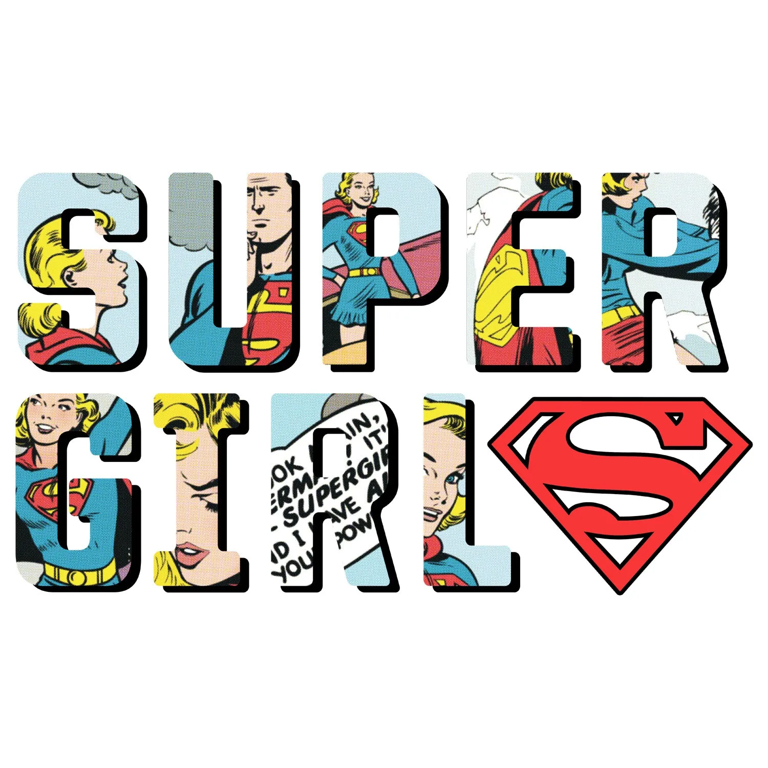 DC Comics Supergirl Logo Comic Strip Official Women's T-shirt (White)