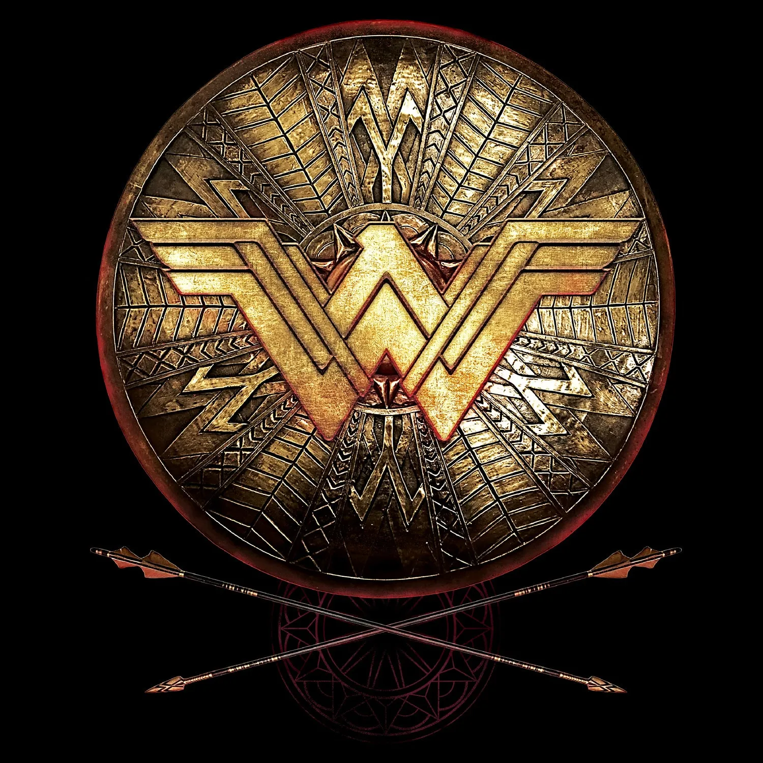 DC Wonder Woman Logo 3D Shield Official Women's T-shirt (Black)