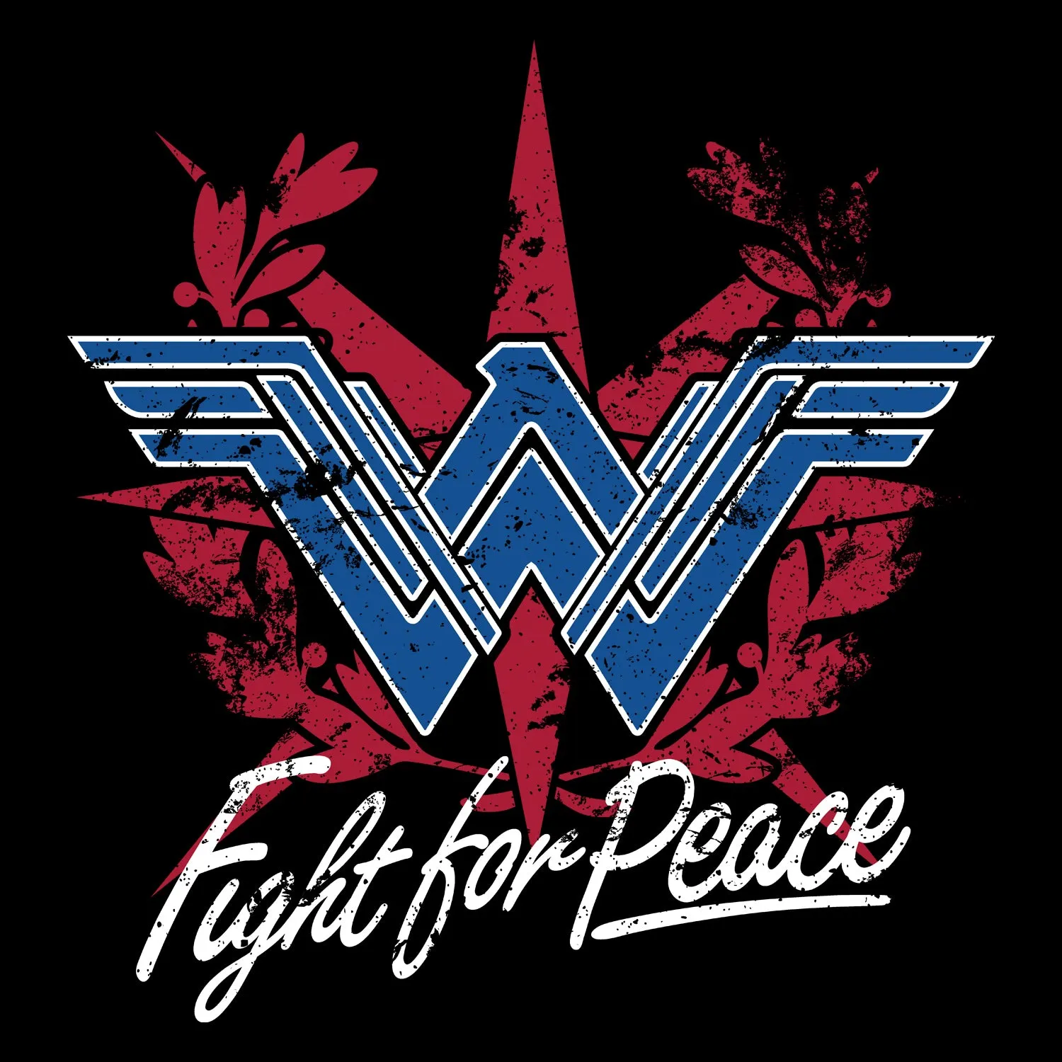 DC Wonder Woman Logo Fight Peace Official Women's T-shirt (Black)