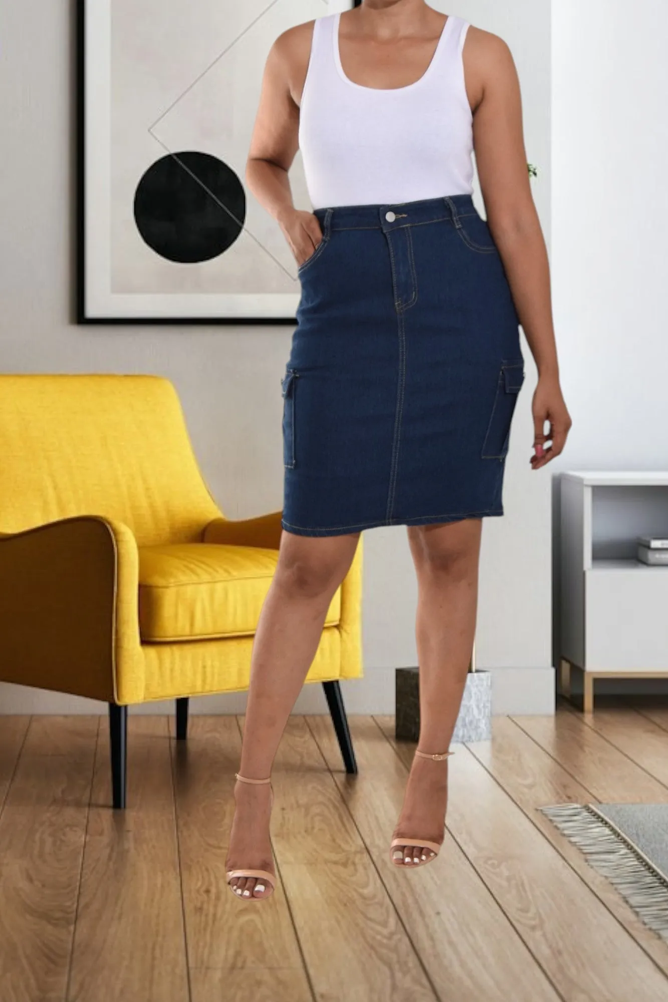 Denim Side Pocket Skirt