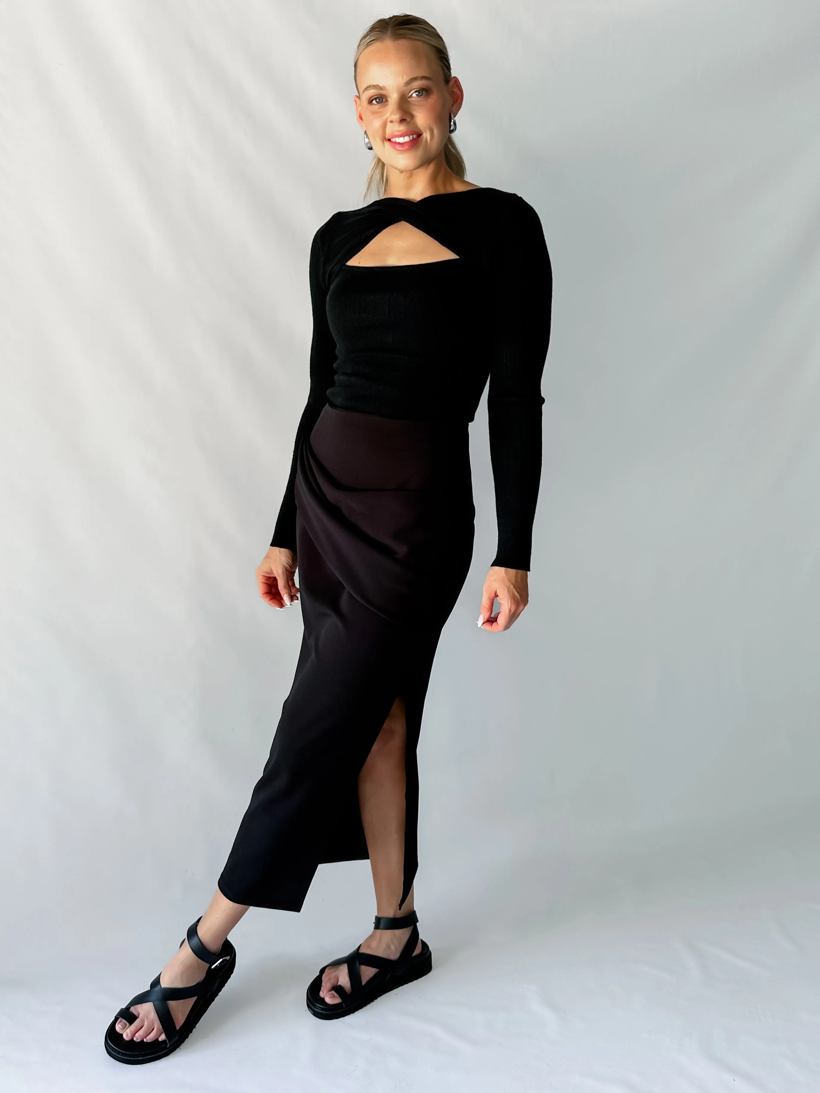 DIANA MIDI SKIRT - BLACK