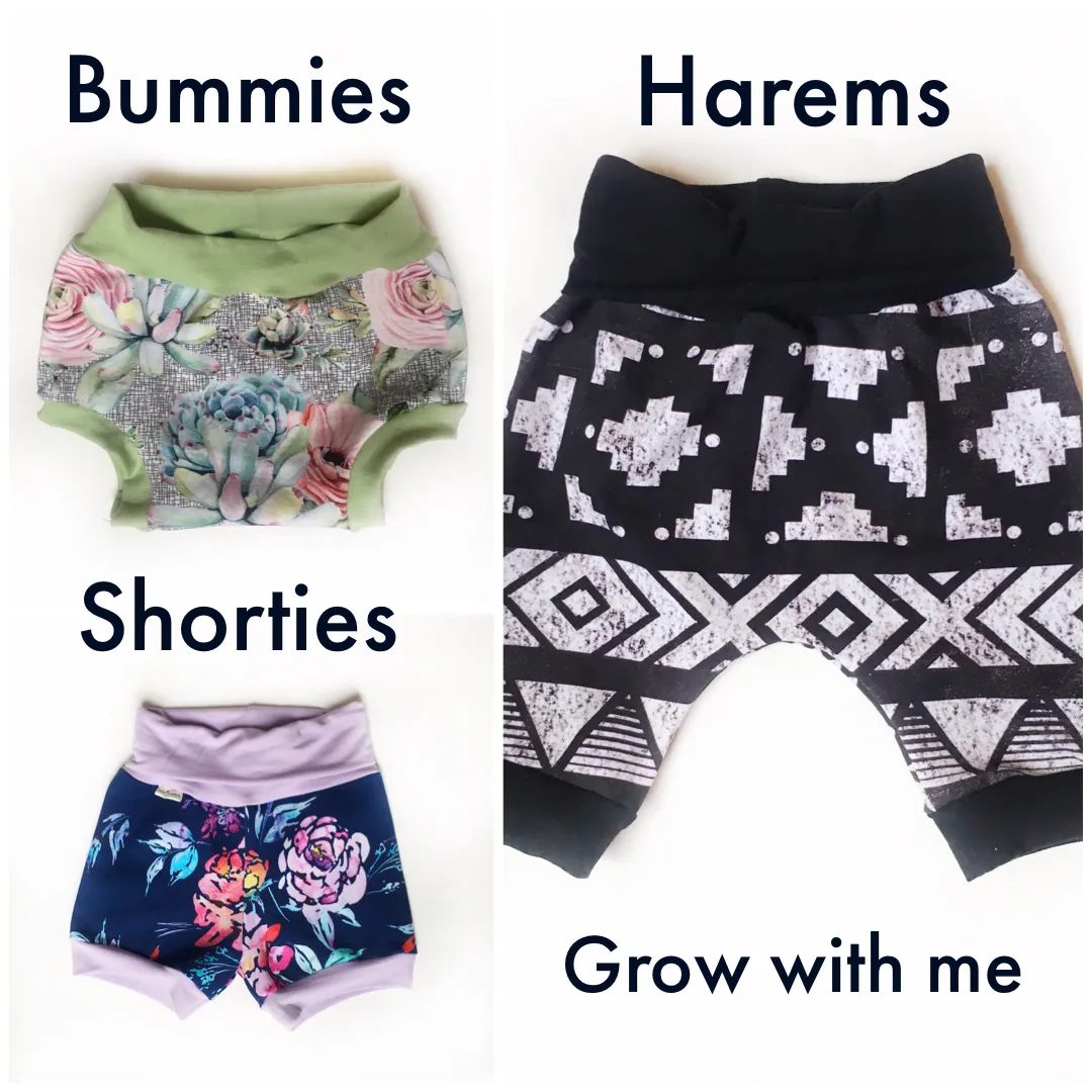 Dinosaur Harem Shorts, Grow-With-Me