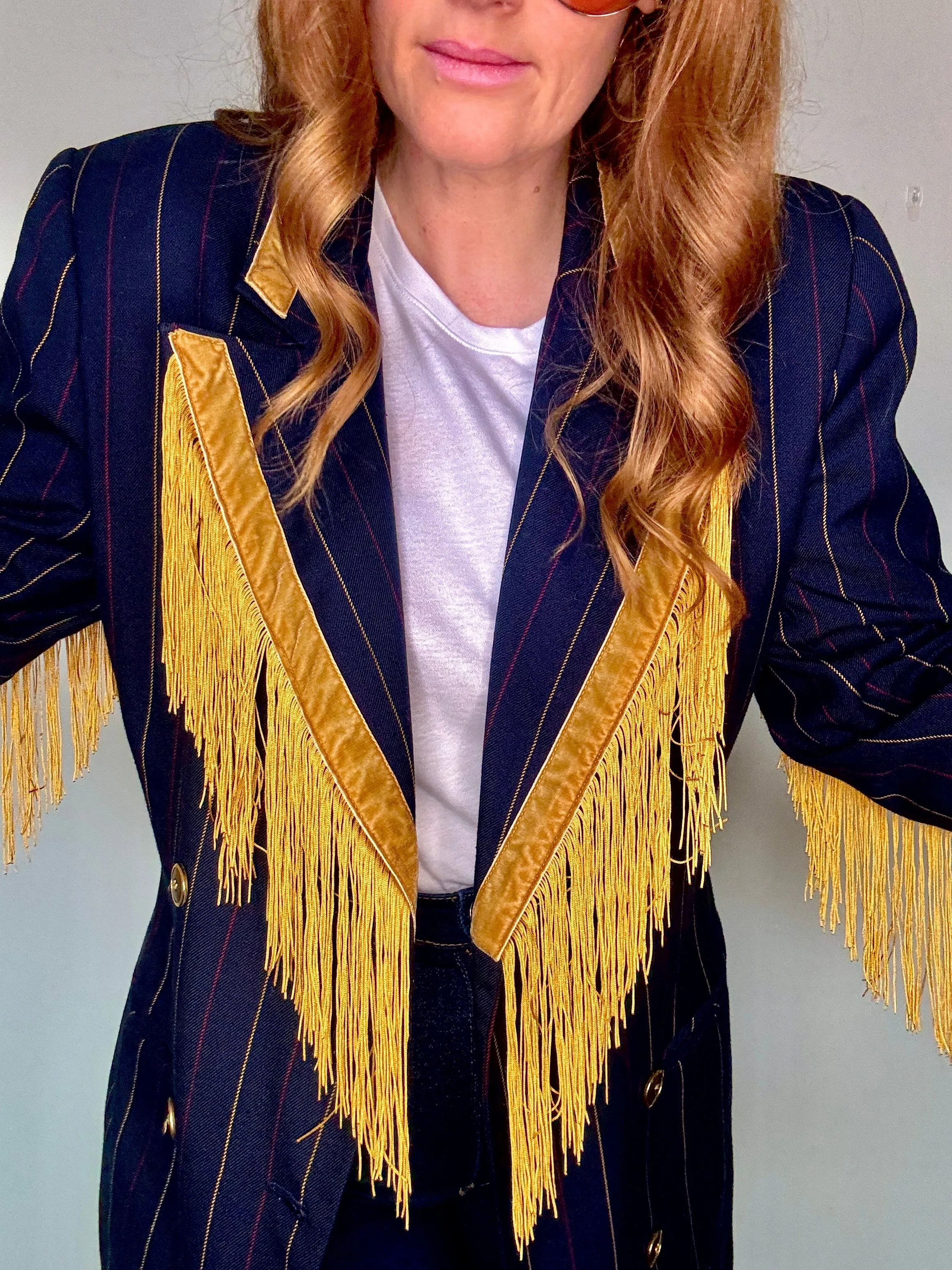 Dolly Blazer in Pinstripe Seltzer