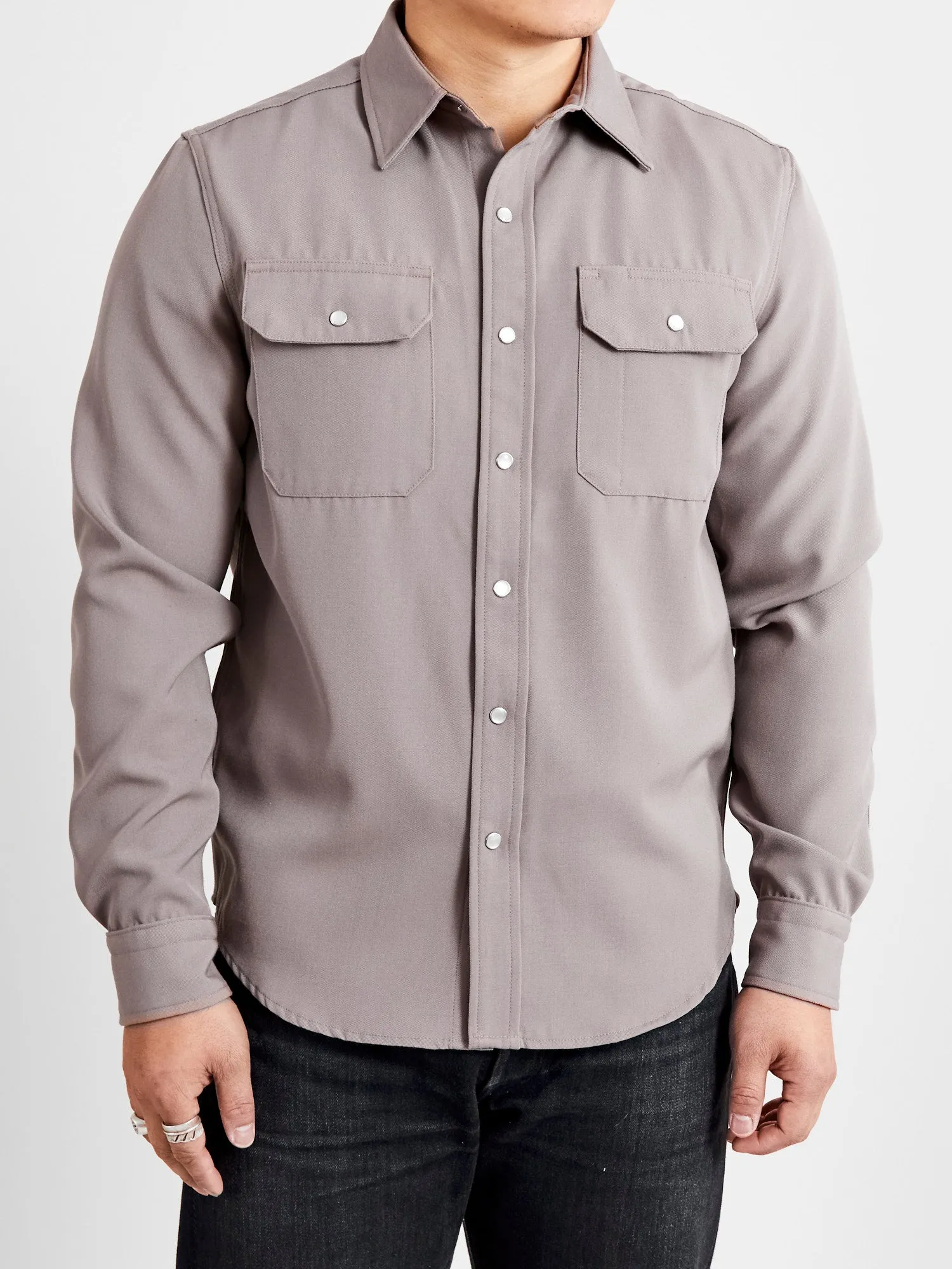 Drover Overshirt in Smoke Gabardine