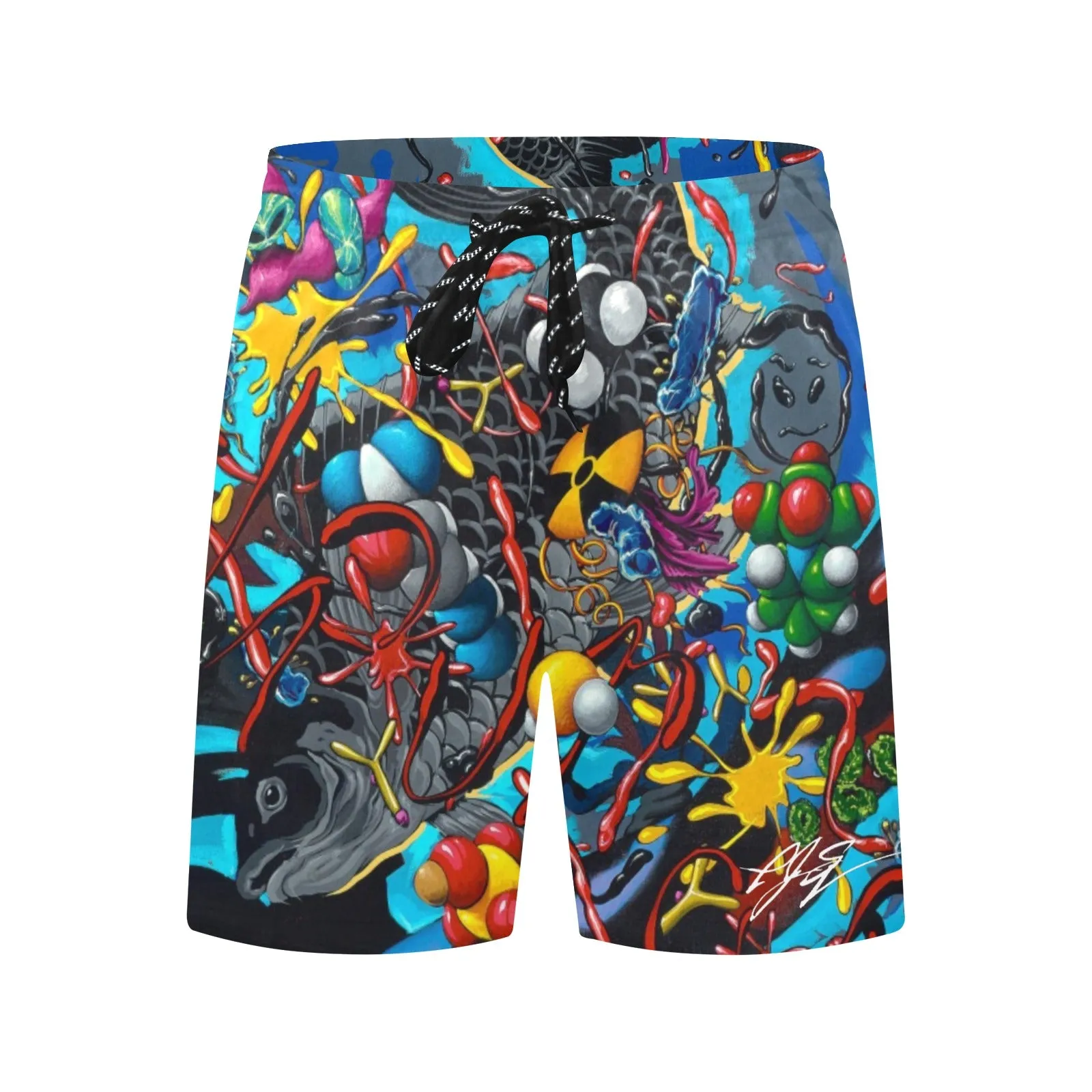 Drowning Men's Mid-Length Beach Shorts