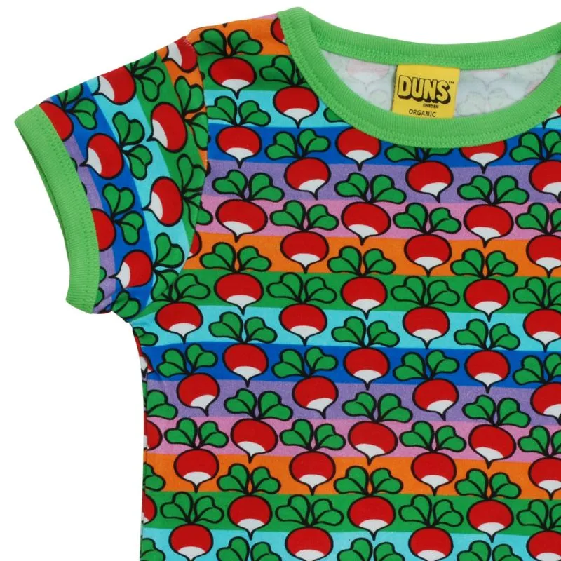 DUNS Sweden Kids Radish T-shirt - Green Rainbow Stripe (Only 2 left! 6-7y)