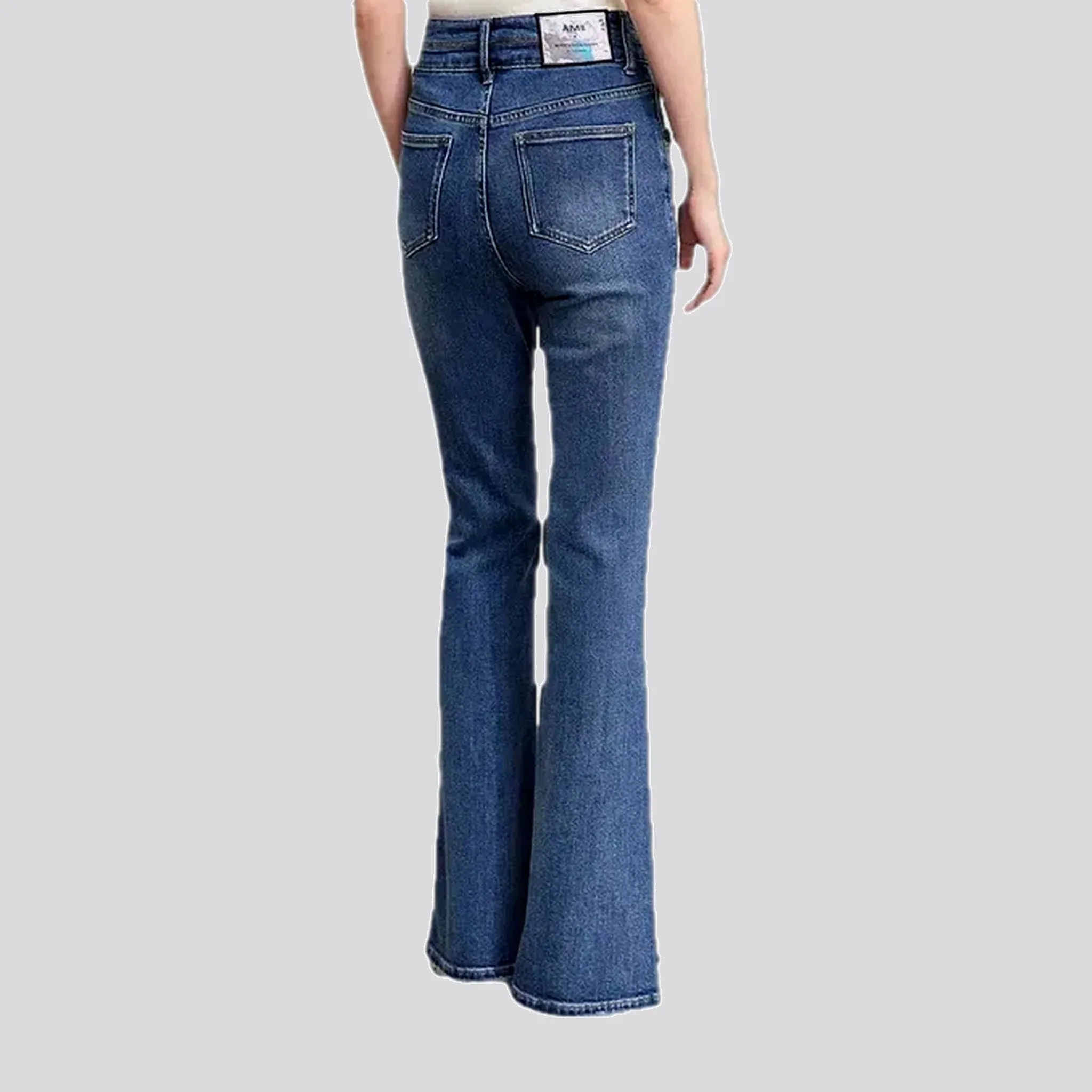 Elastic high-rise stylish women's jeans