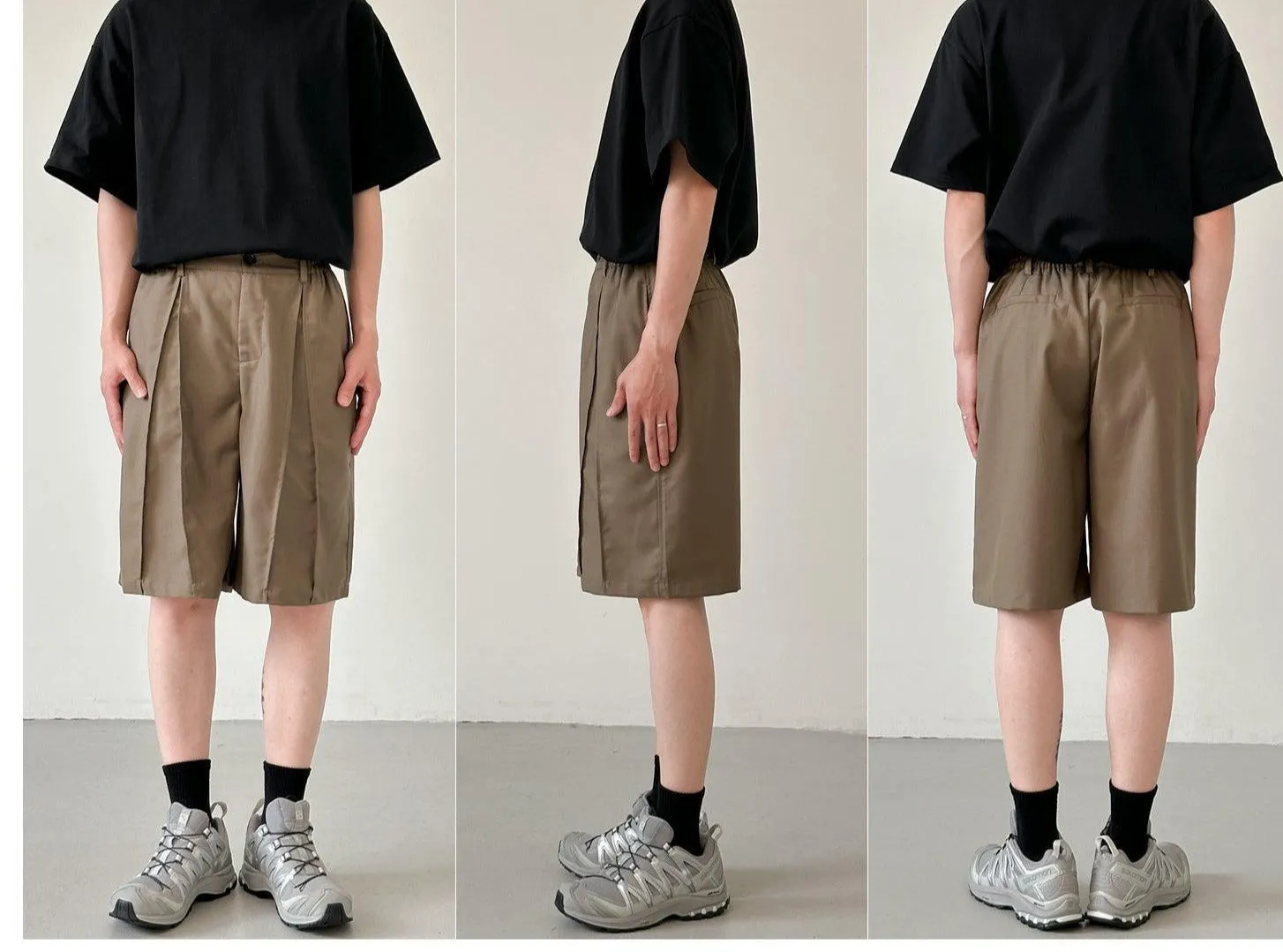 Elastic Waist Pleated Shorts