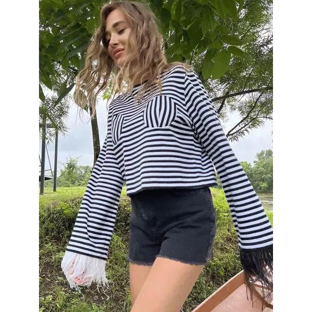 Elegant Striped Long Sleeve T-Shirt