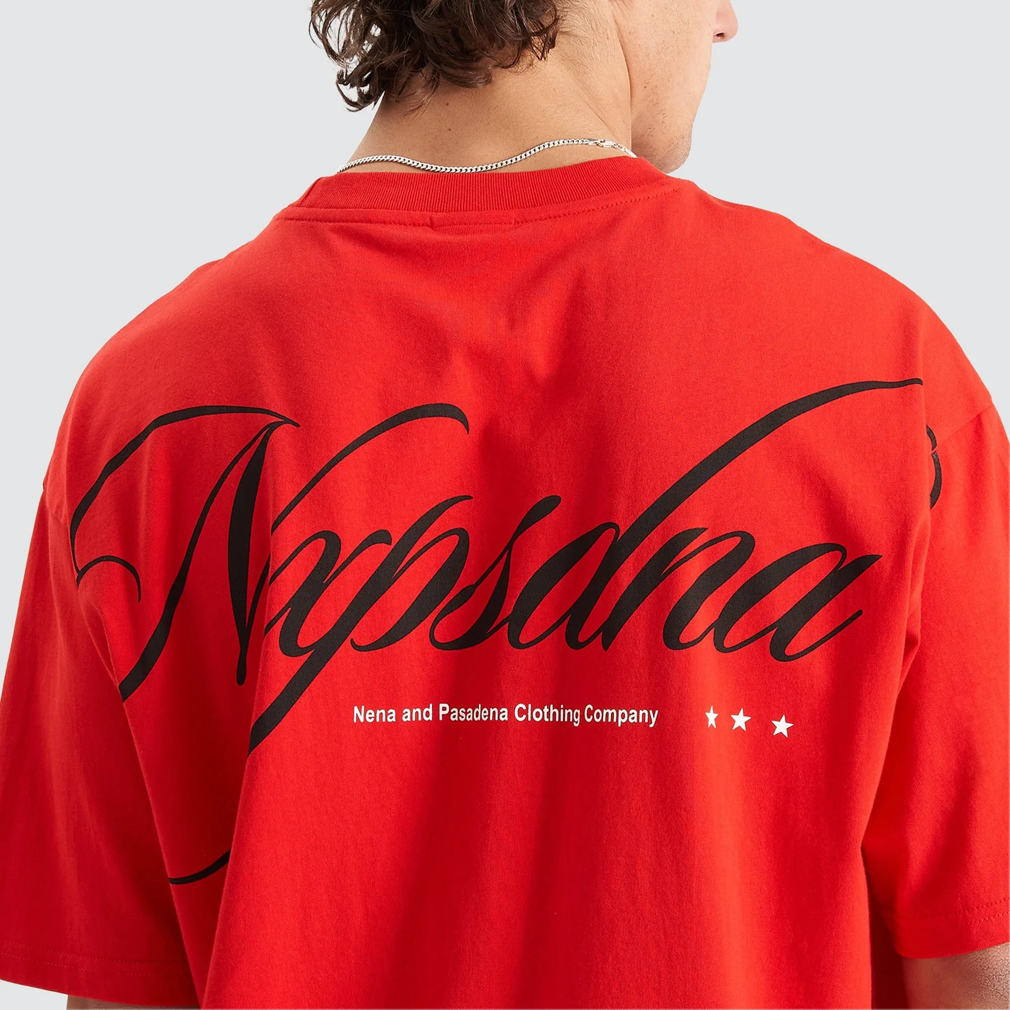 Encrypted Heavy Box Fit Scoop Tee Poppy Red