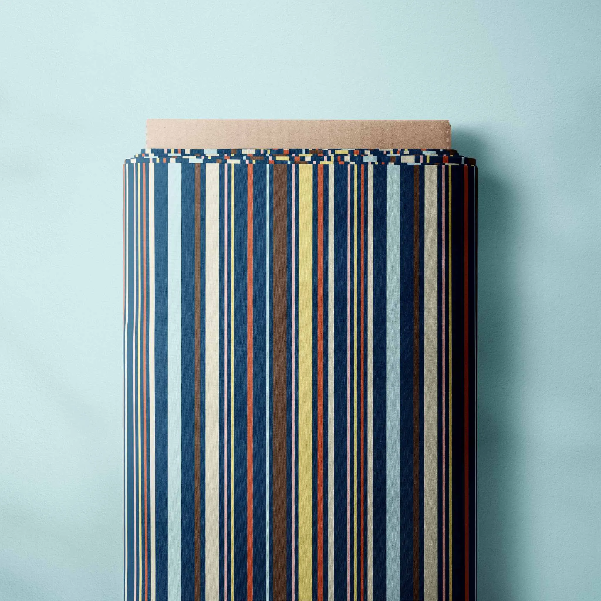 Fabric Cotton Poplin - Barcode Dark Blue Stripe