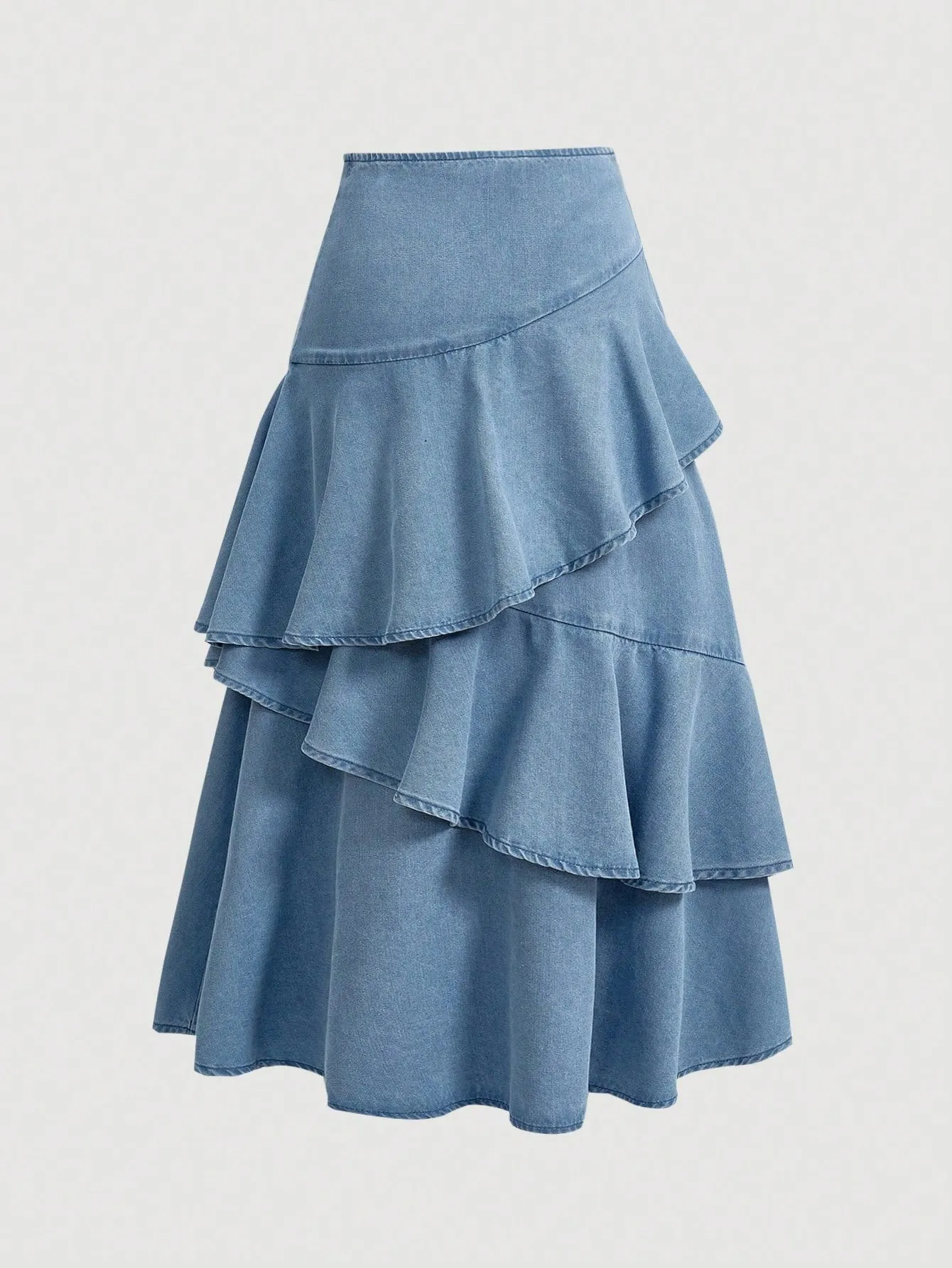 Falda De Mezclilla Con Volantes Linda - Cherry Vibes
