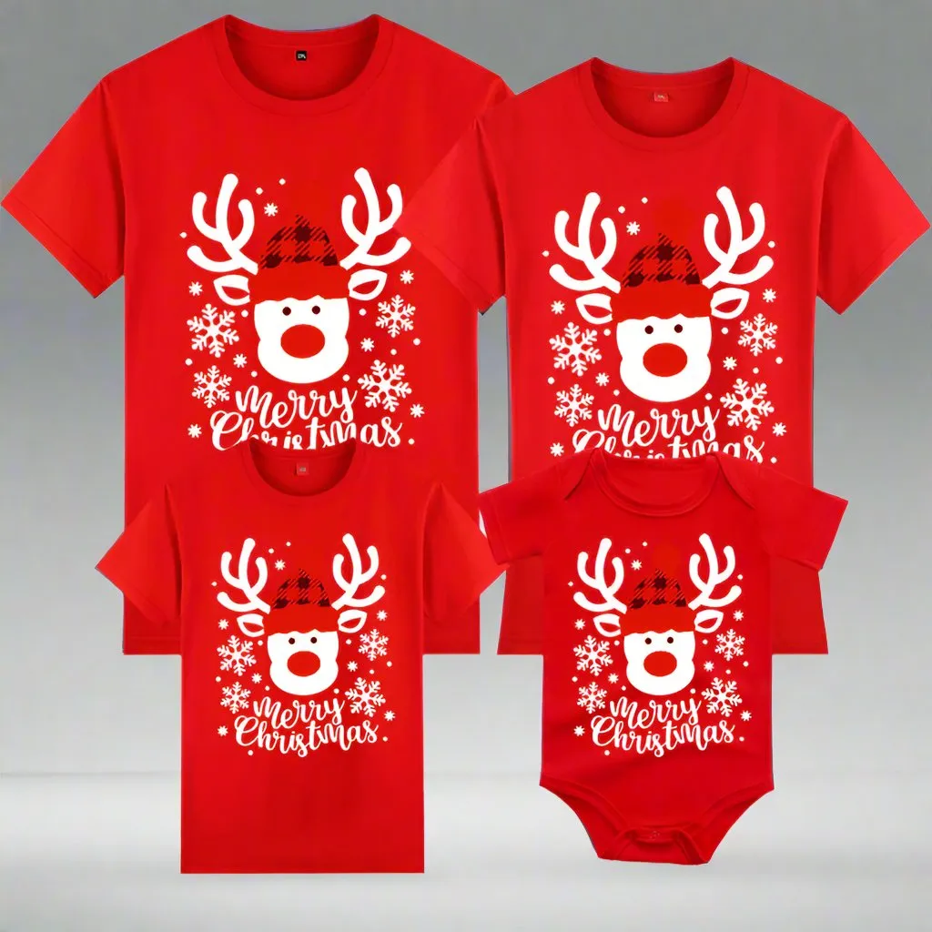 Family Matching Christmas T-Shirts – Festive Reindeer Design