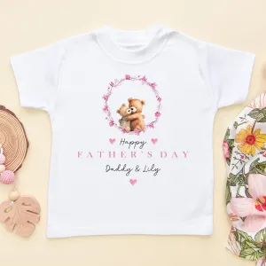 Father's Day Bears Girl Wreath Personalised Toddler & Kids T Shirt