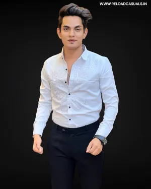Feather Design Satin Shirt