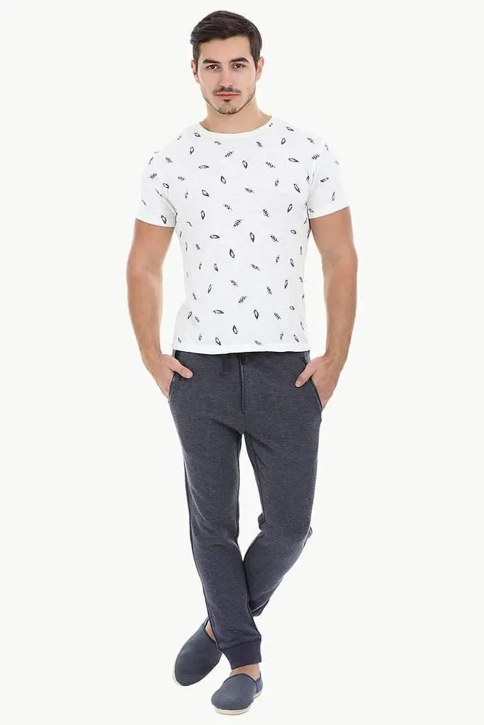 Feather Print Heather Crew