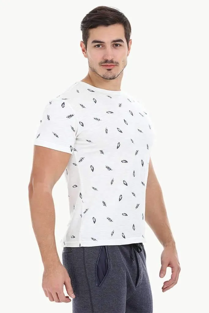 Feather Print Heather Crew