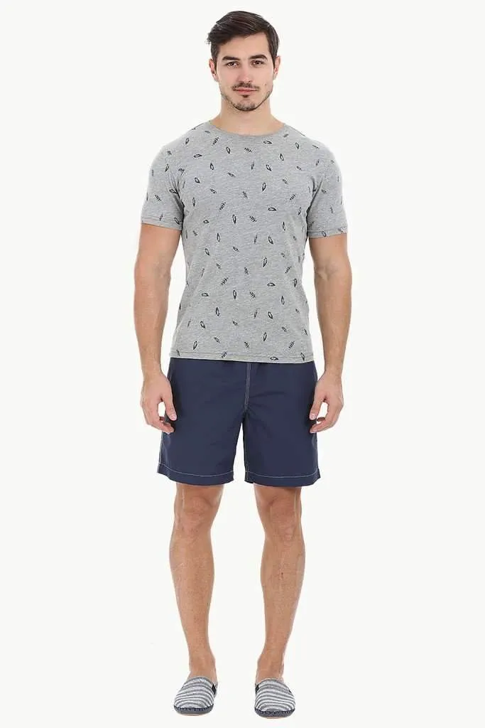 Feather Print Heather Crew