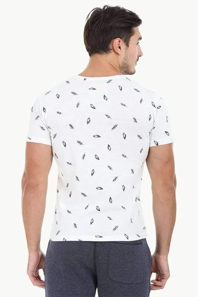 Feather Print Heather Crew