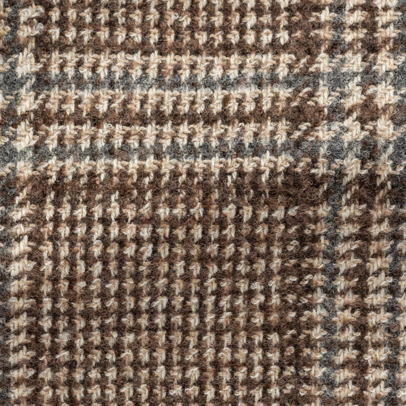 Ferla Mixed Brown & Grey Stretch Merino Wool & Alpaca Blend Glencheck