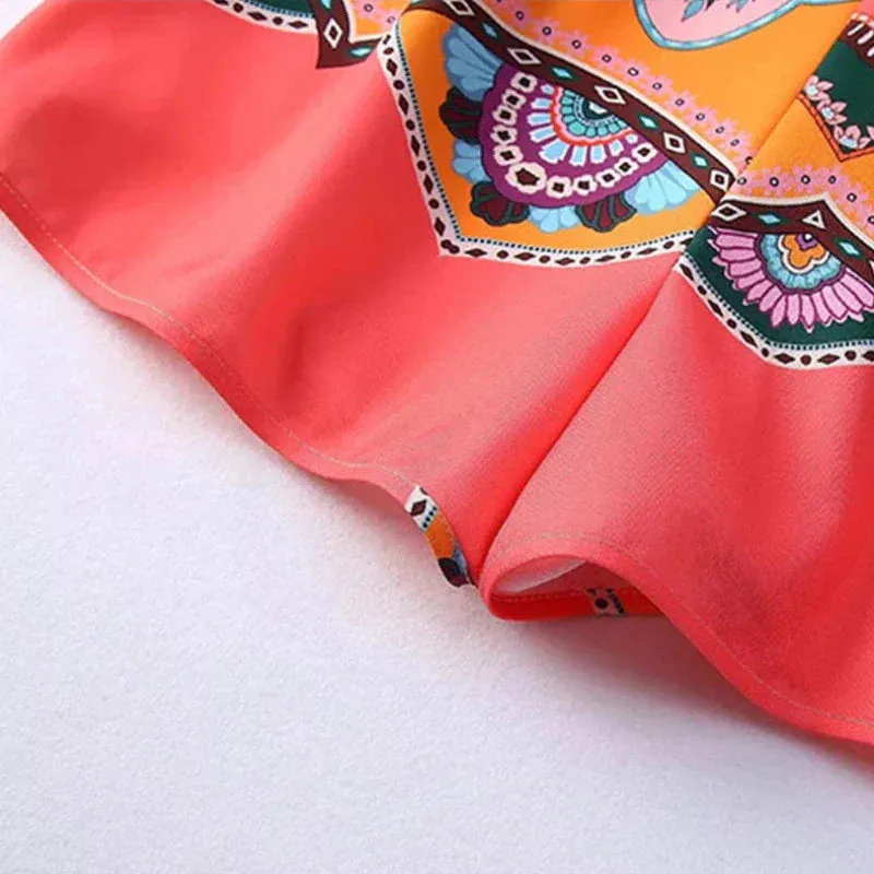 Floral Print Satin Belt Shorts