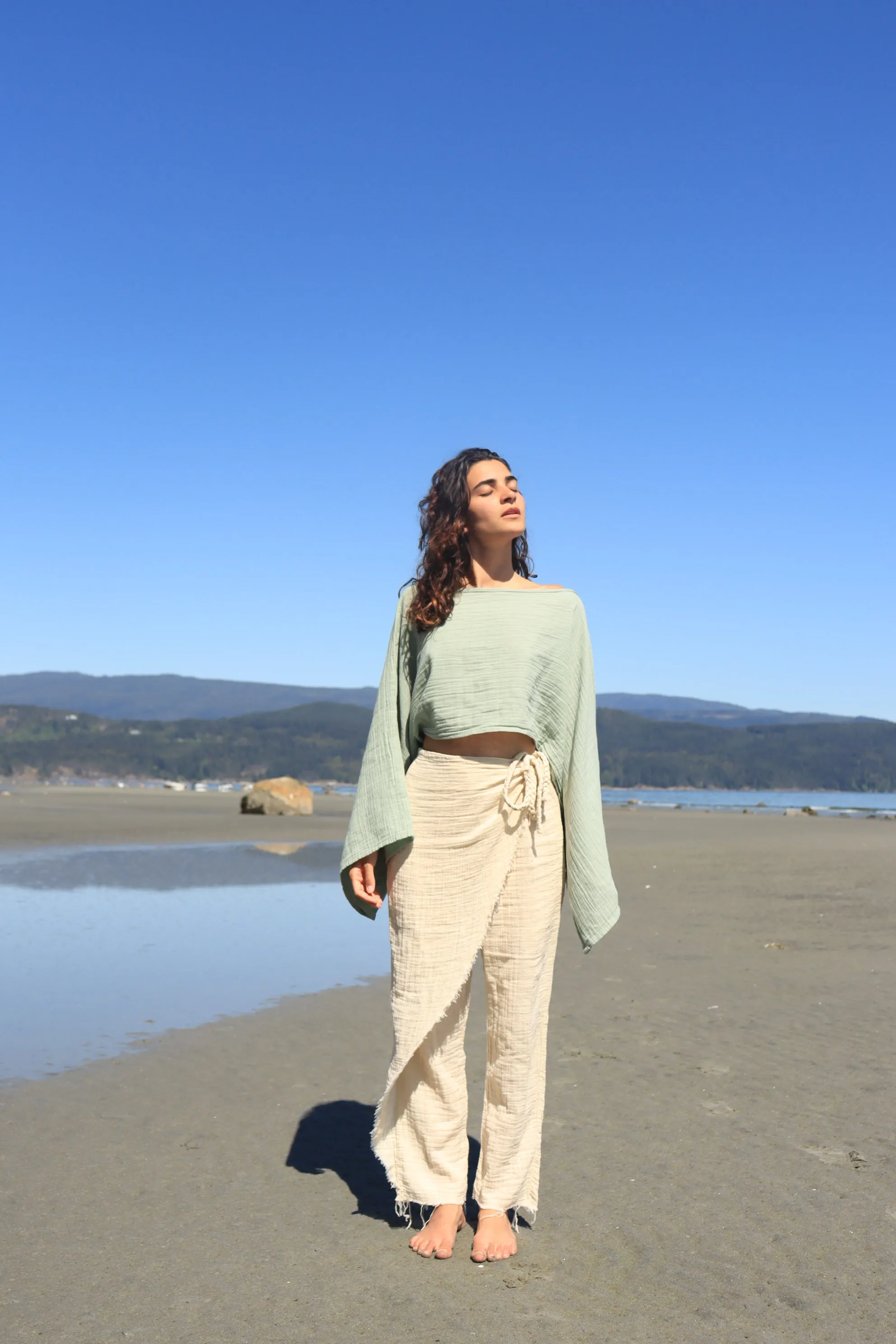 Flowy Cotton Long Sleeve Crop Top