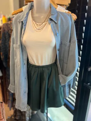 Forest Green Satin Shorts