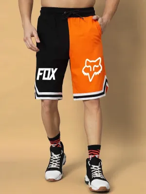 Fox Regular Fit Shorts (Orange-Black)