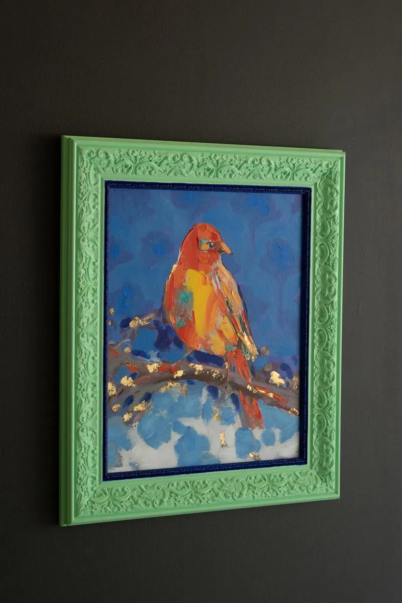Framed Green and Blue Bird