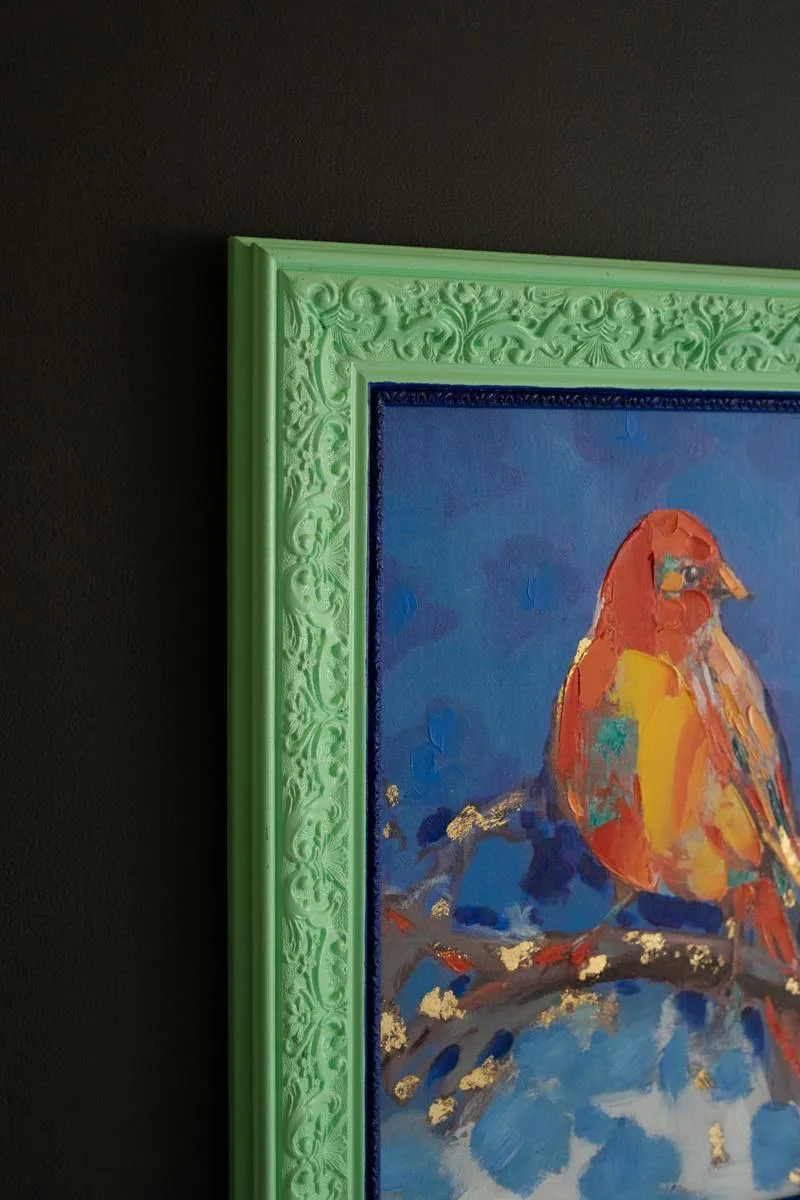 Framed Green and Blue Bird
