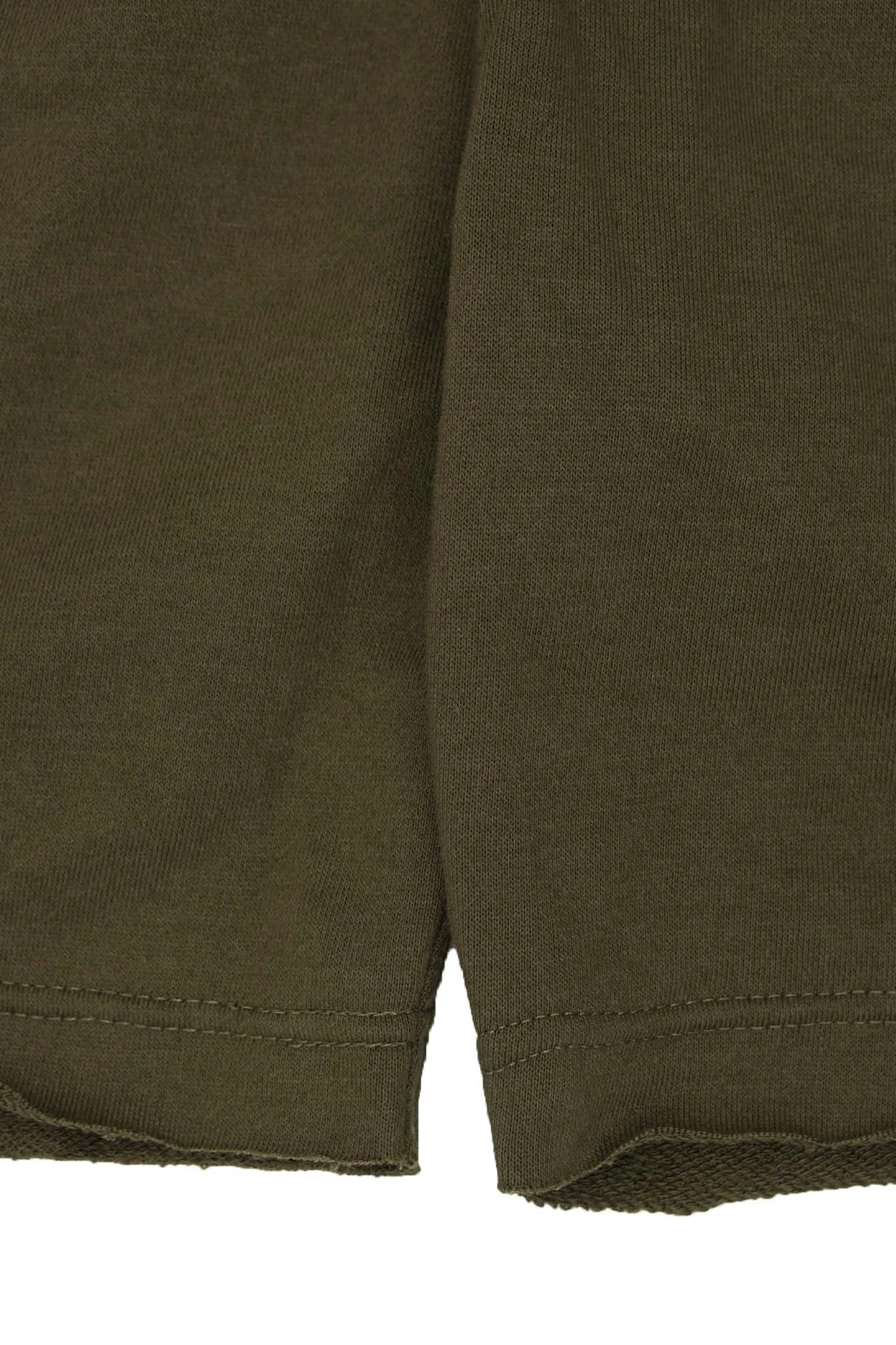 FRENCH TERRY RAW FINISH SWEATSHORTS IN OLIVE