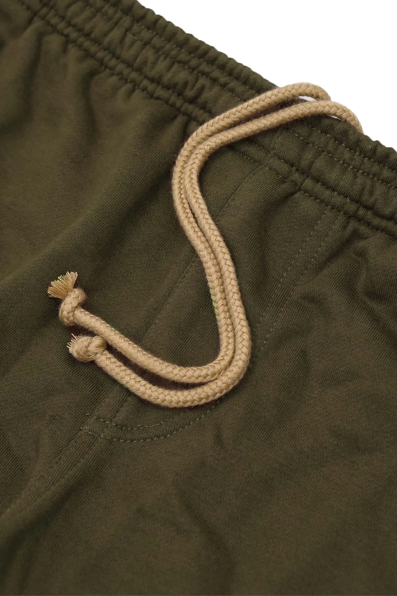 FRENCH TERRY RAW FINISH SWEATSHORTS IN OLIVE
