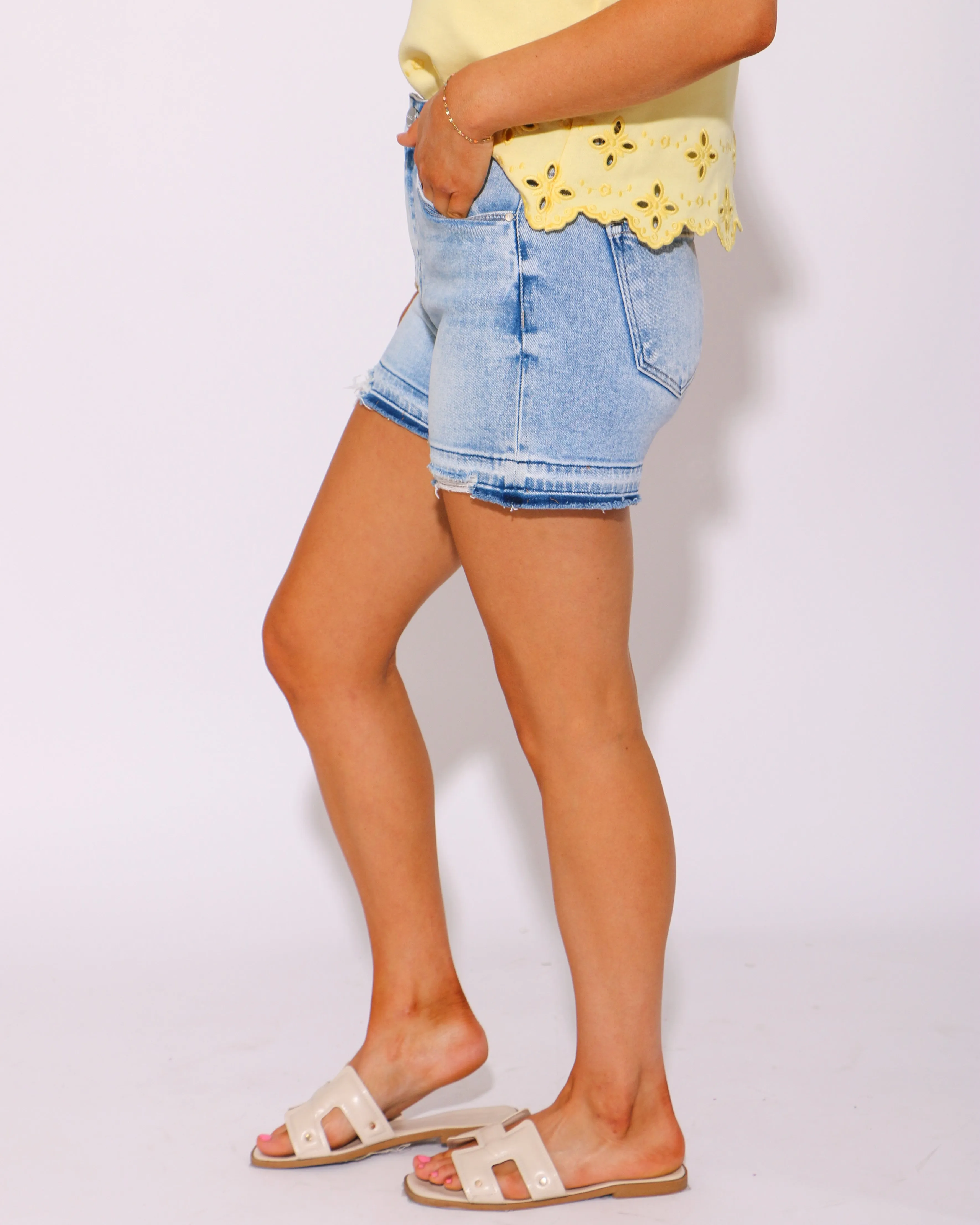 Fun in the Sun Distressed Hem Detail Shorts