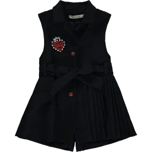 Girl Navy Blue Wool Jumpsuit