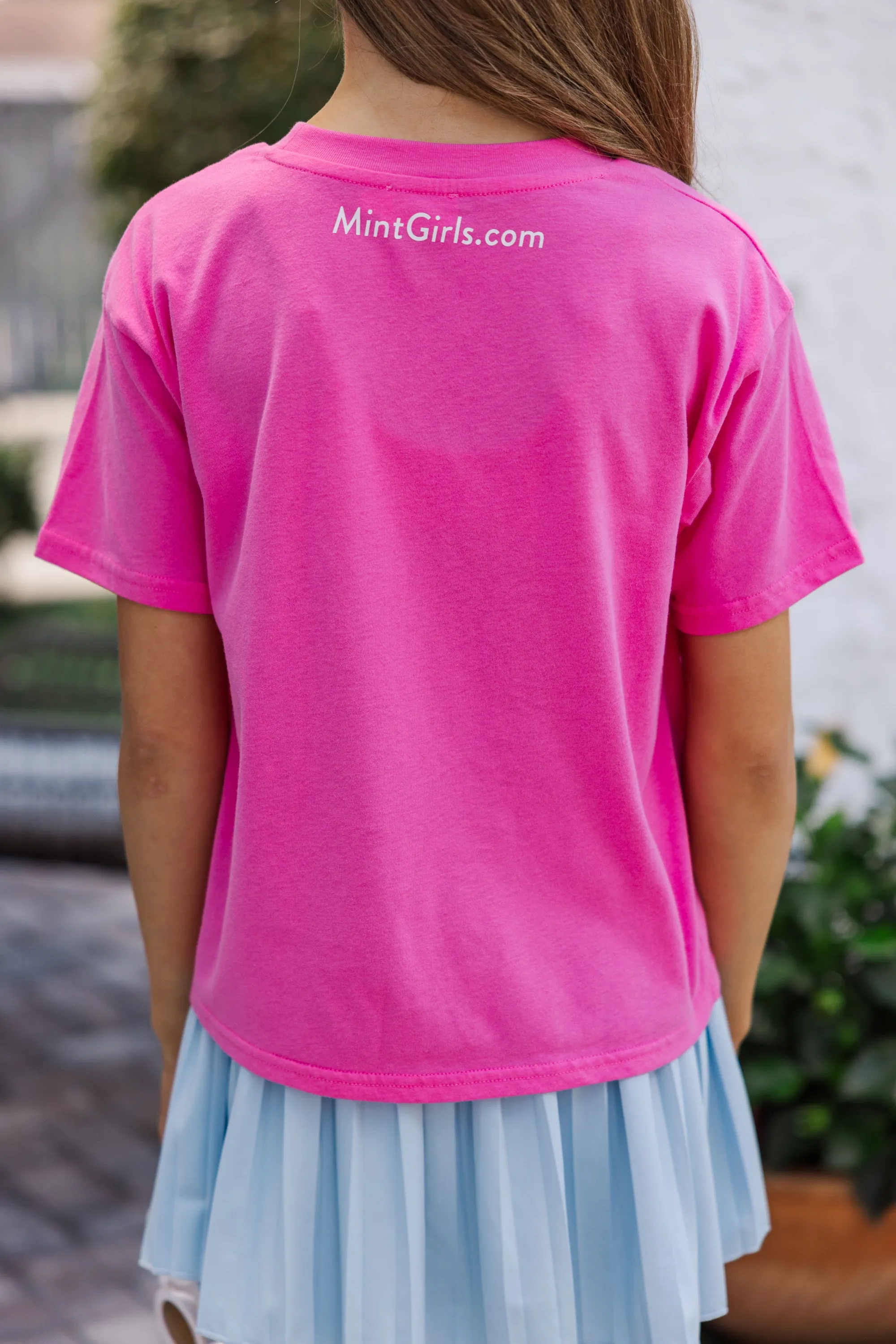 Girls: Always Smile Fuchsia Graphic Tee