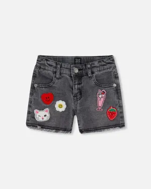Girls Black Denim Shorts