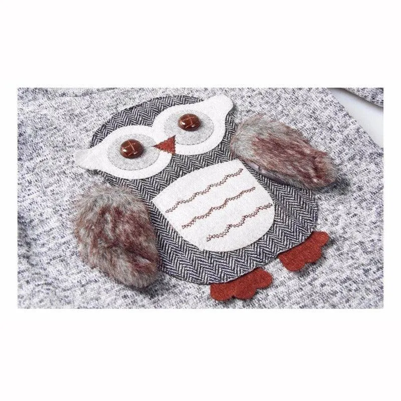 Girls Fleece Tops Lined Zipper Owl Sweater Clothes