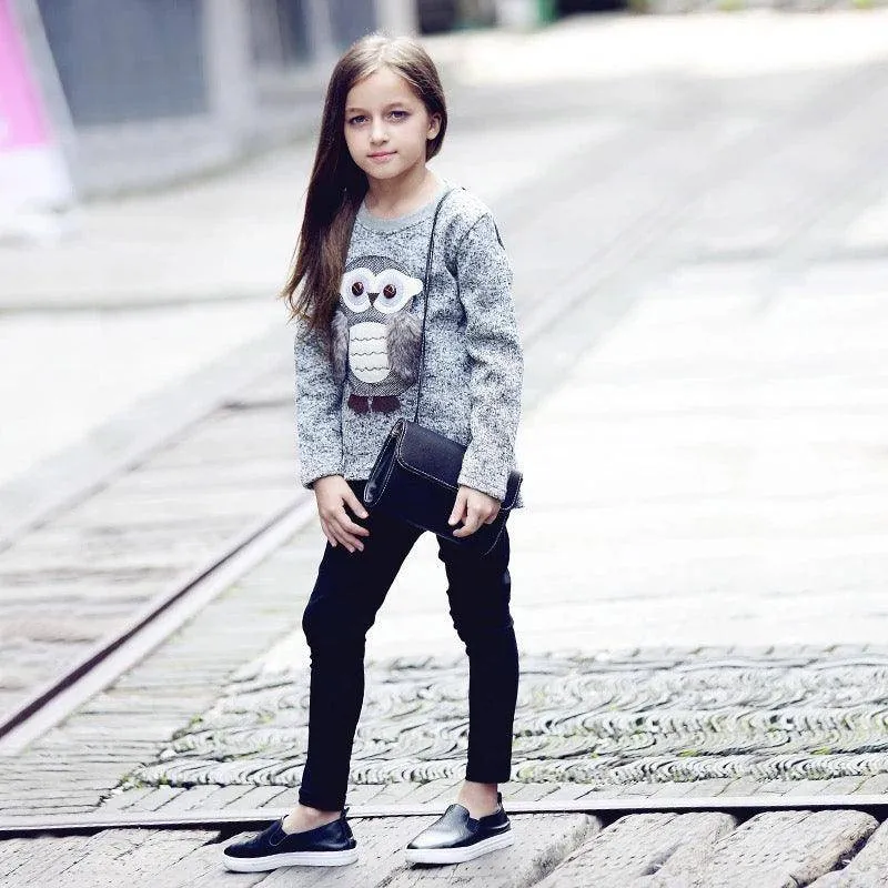 Girls Fleece Tops Lined Zipper Owl Sweater Clothes