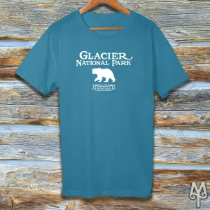 Glacier National Park, white logo t-shirt